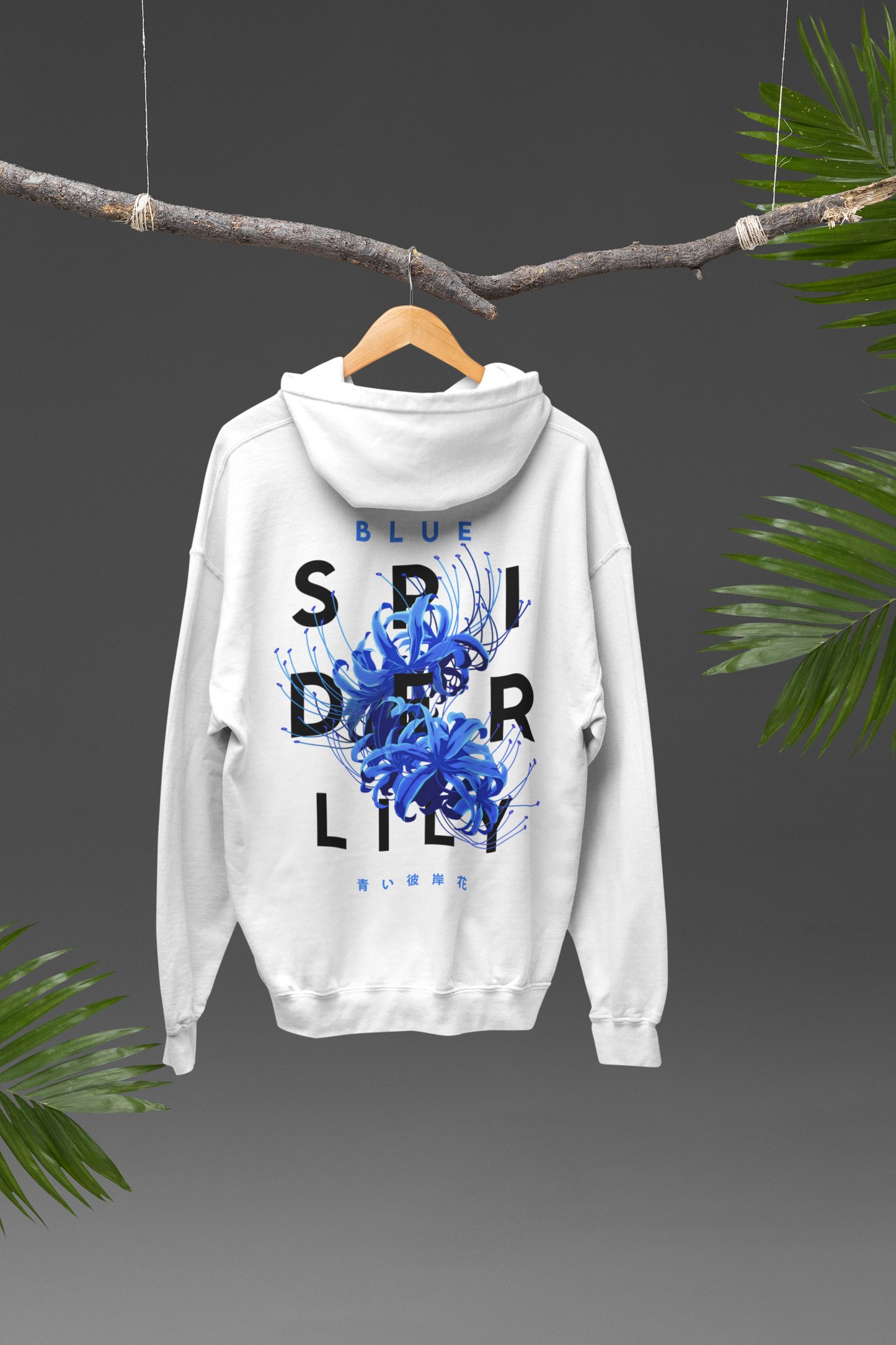 Blue Spider Lily - Hoodie (white)